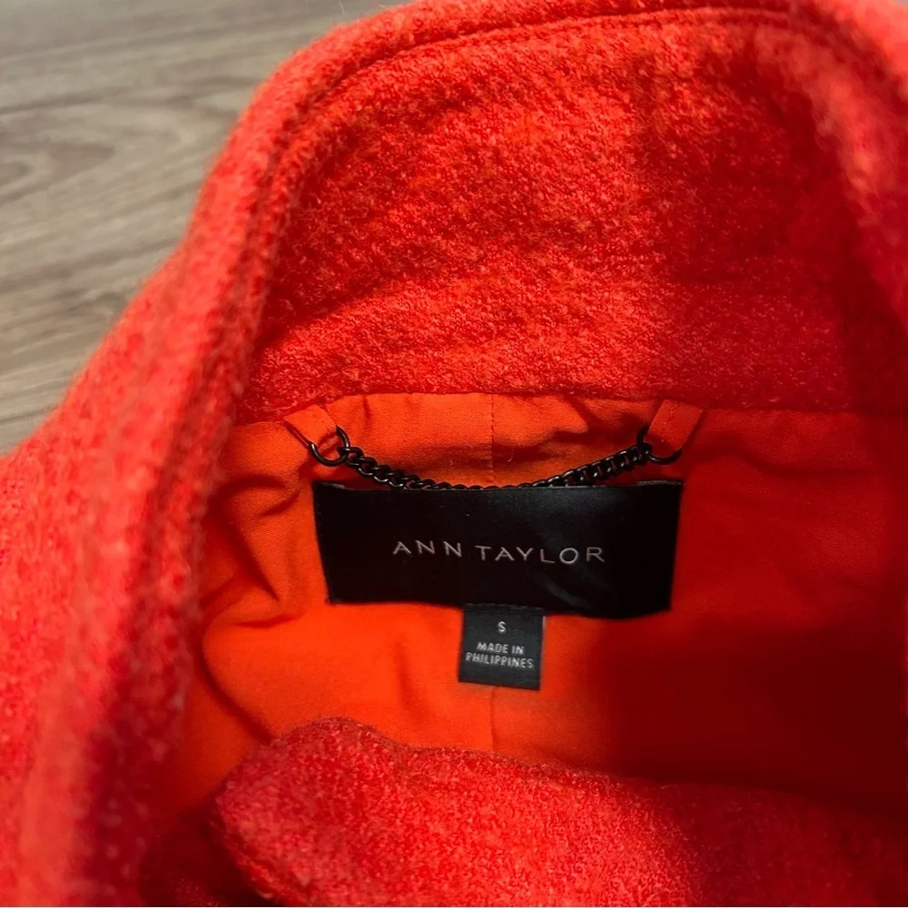 Ann Taylor wool blend orange red overcoat size small peacoat dress jacket a line